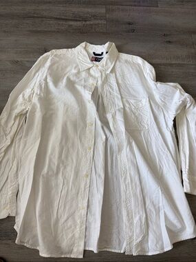 Chaps White Casual Long-Sleeve Button-Down Shirt
